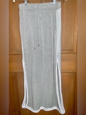 MICHAEL Michael Kors Gray Maxi Skirt with White Mesh Side Panels